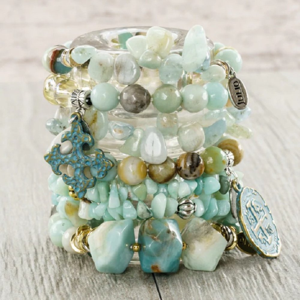 Cake Mix Amazonite Bracelets set of 6 - by Julio Designs - Picture 6 of 8